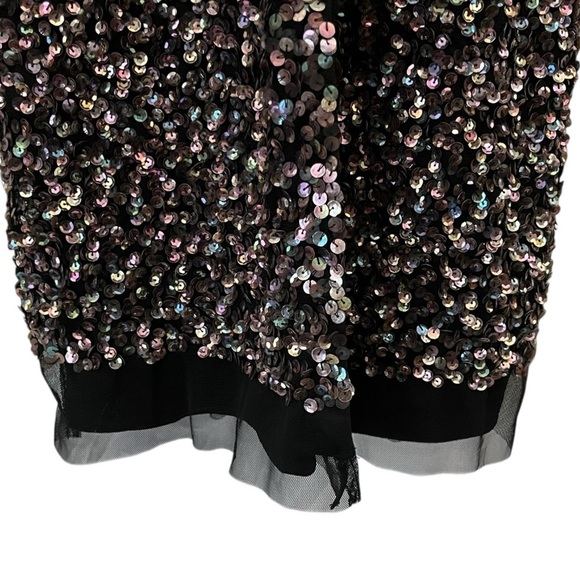 Adrianna Papell Size 6 Black Sequin Blouson Sleeveless Cocktail Evening Gown - Picture 12 of 16